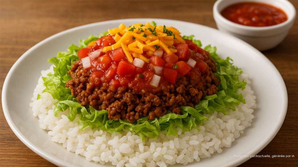 Cuisine d'Okinawa Tako raisu (Tacos à la japonaise)